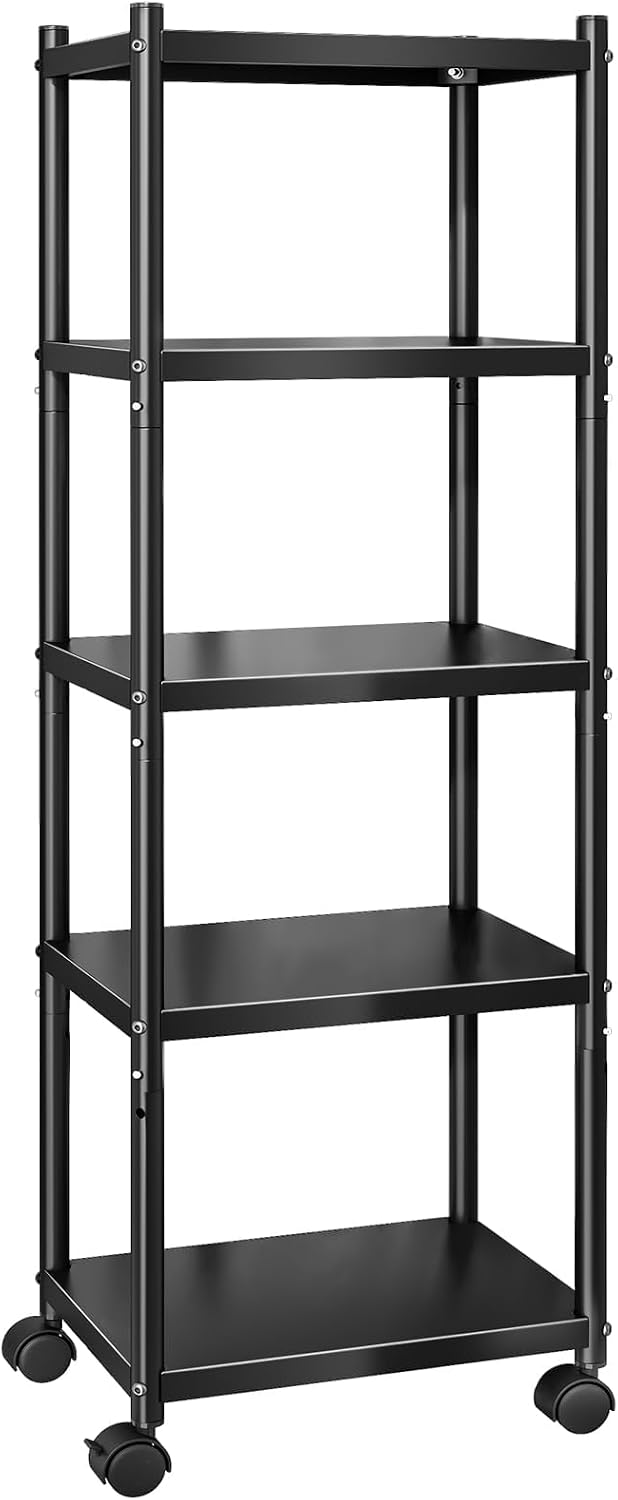 5‑Tier Rolling Metal Storage Shelving Unit