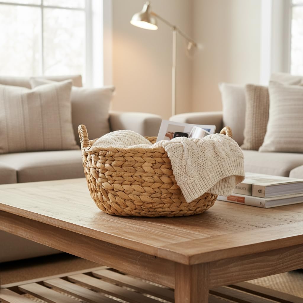 3‑Pack Natural Wicker Storage Baskets With Handles