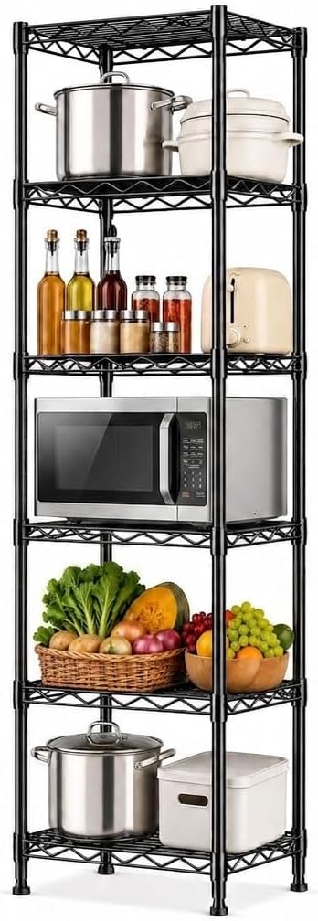 6‑Tier Narrow Metal Storage Shelving Unit
