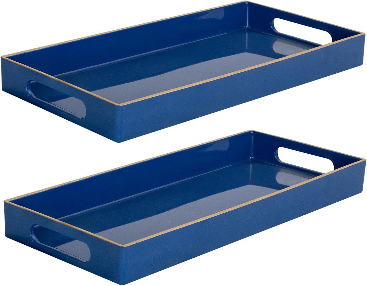Blue 2‑Pack Rectangular Plastic Vanity Trays