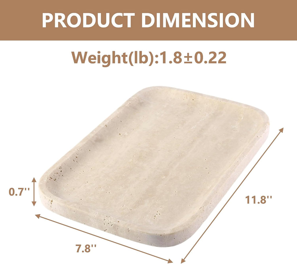 Beige Travertine Vanity Countertop Organizer Tray