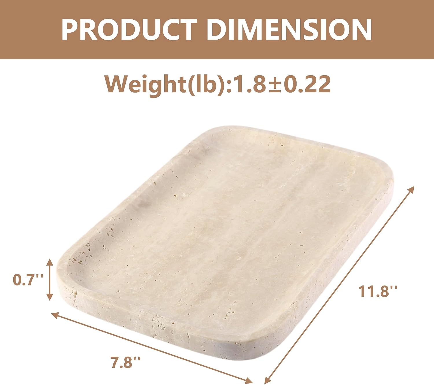 Beige Travertine Vanity Countertop Organizer Tray