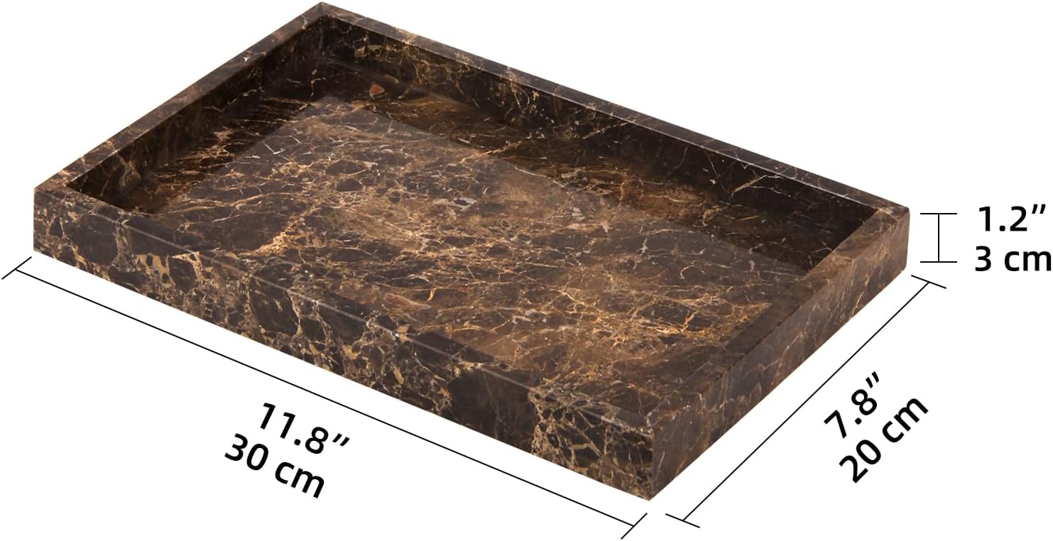 Dark Brown Natural Stone Marble Vanity Tray