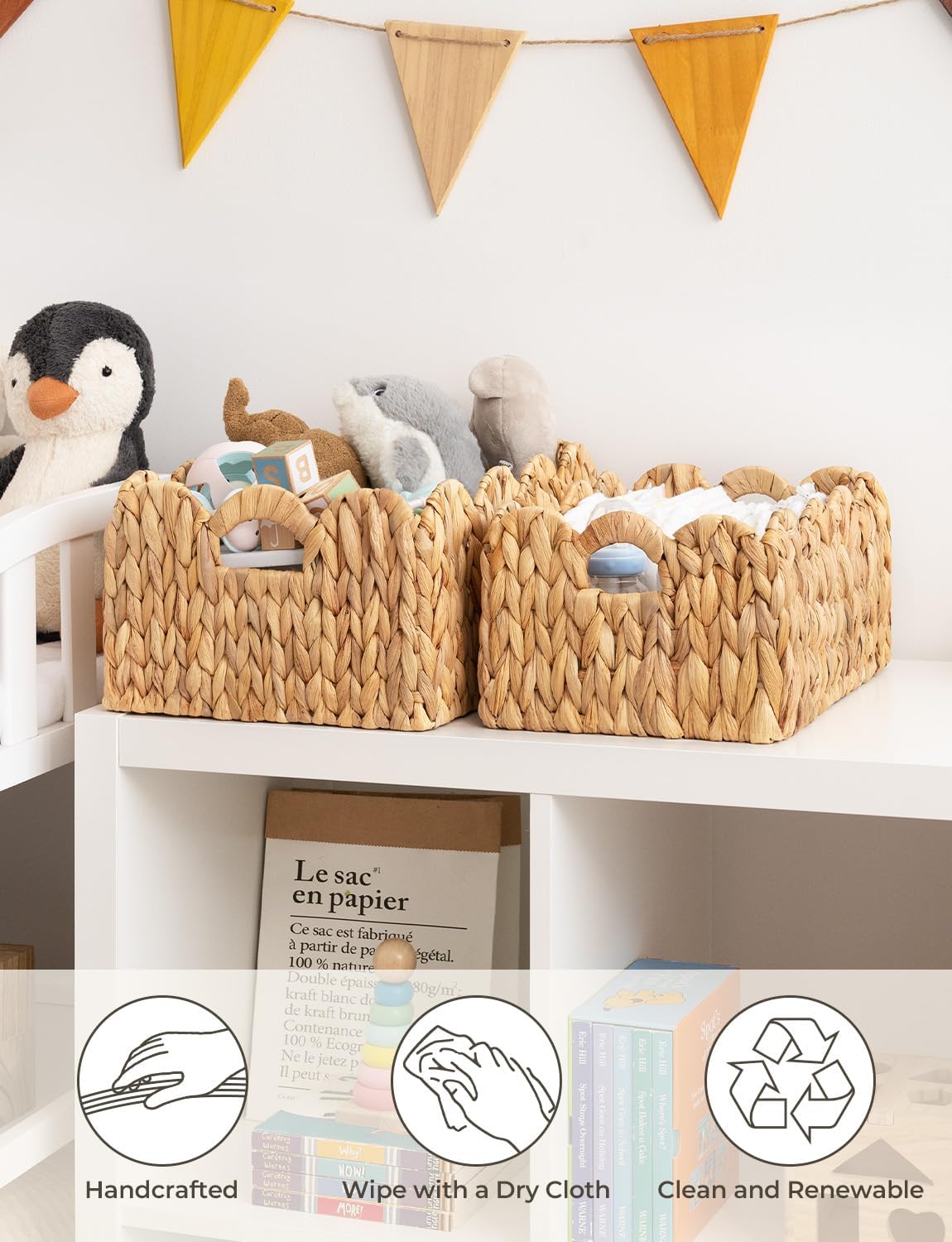 2‑Pack Scalloped Wicker Storage Baskets