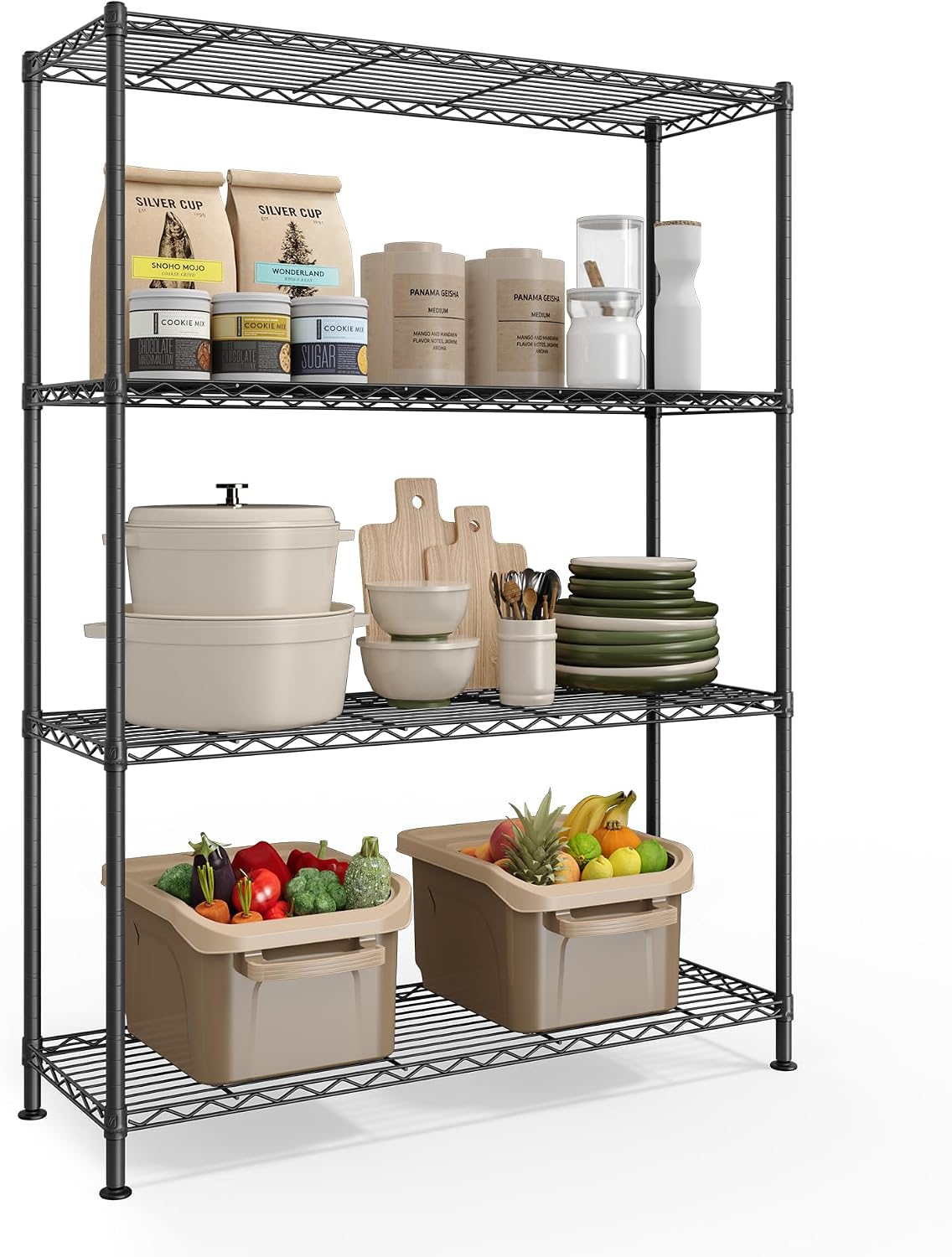SONGMICS 4‑Tier Metal Wire Storage Shelving Unit
