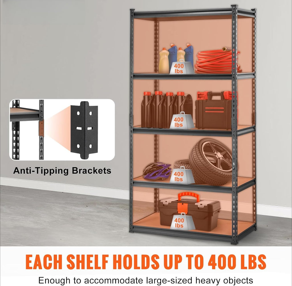 5‑Tier Heavy‑Duty Metal Storage Shelving 2000LBS