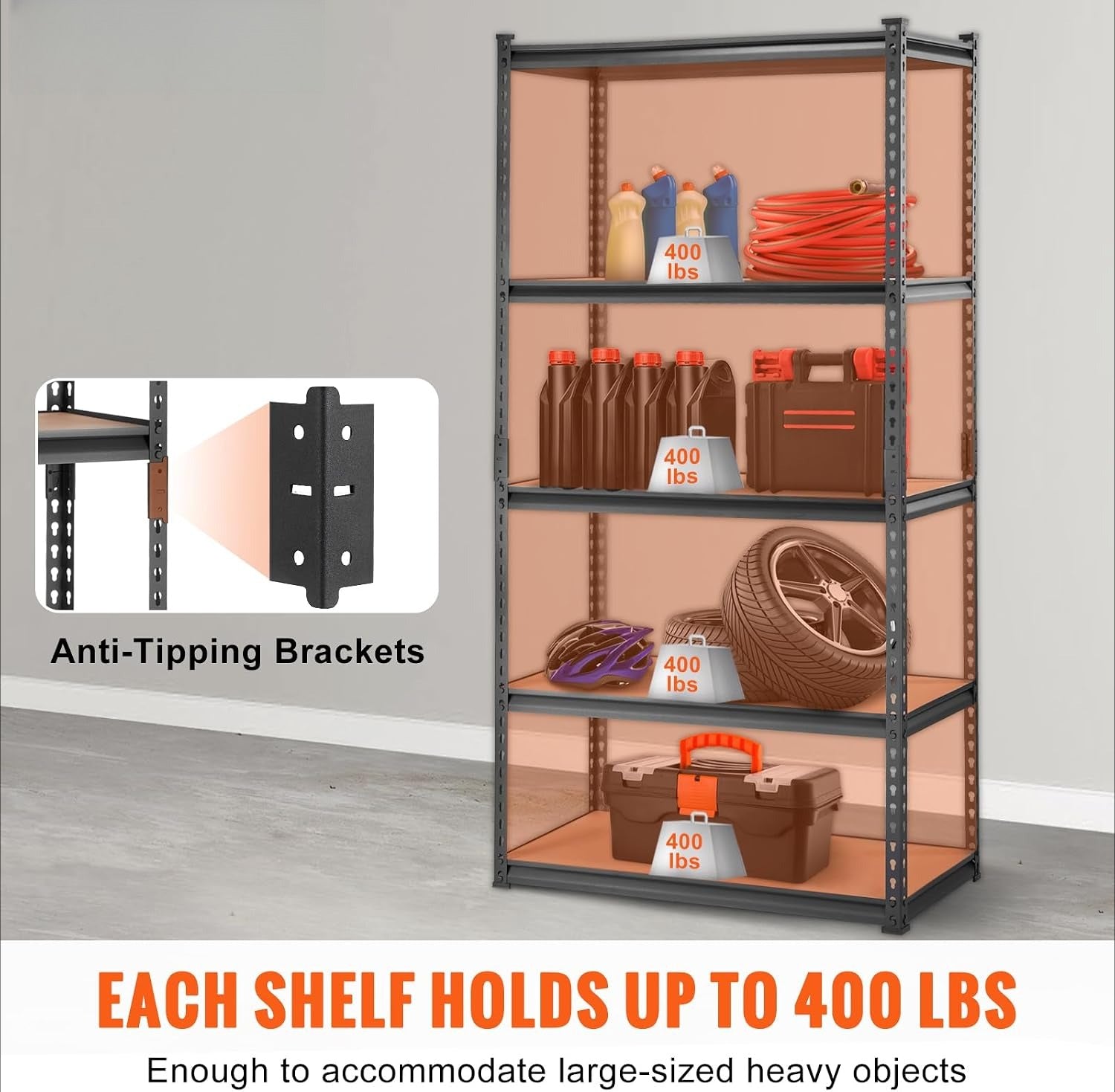 5‑Tier Heavy‑Duty Metal Storage Shelving 2000LBS