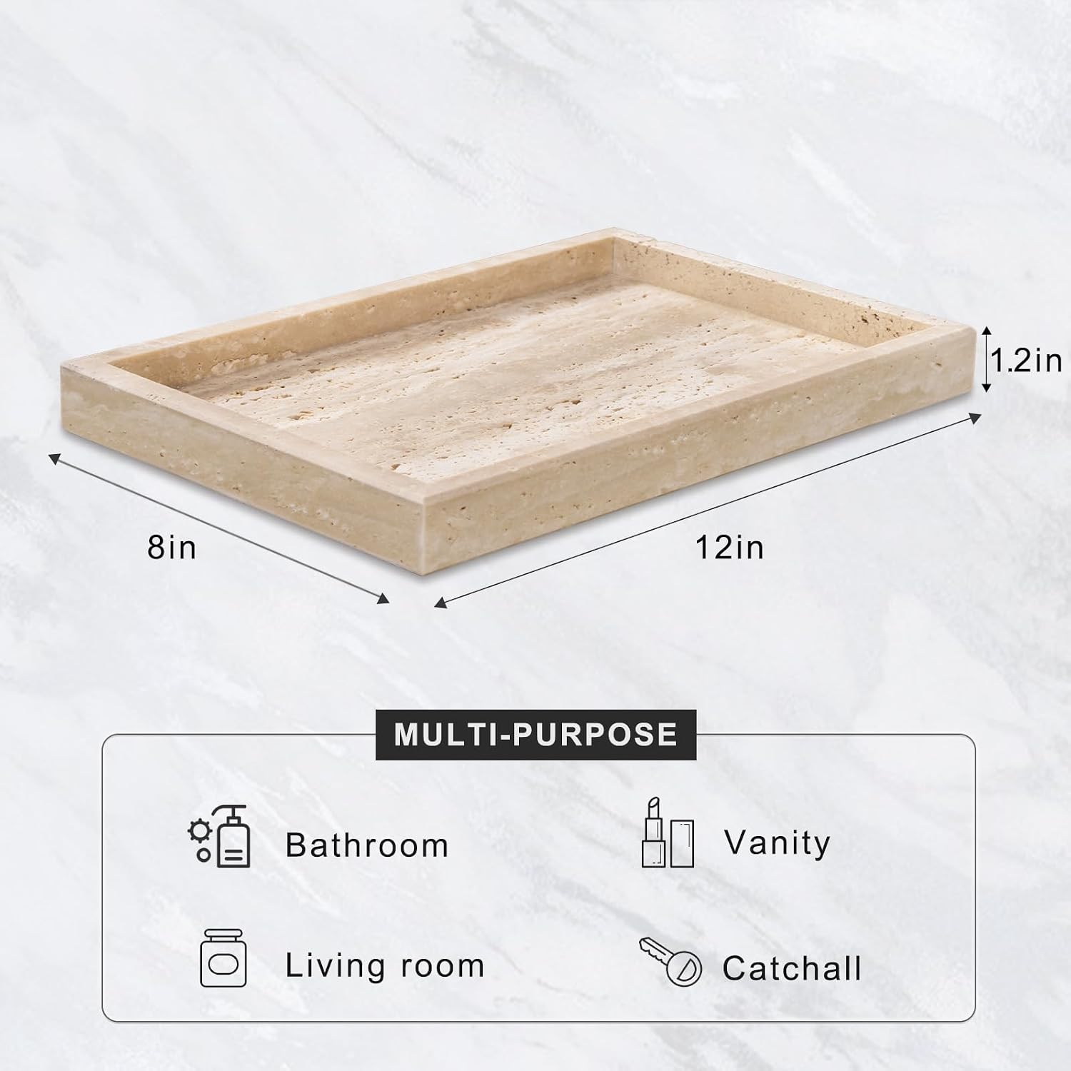 Beige Travertine Marble Vanity Countertop Tray