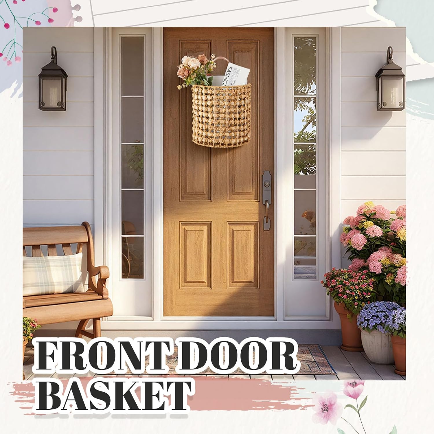 2‑Pack Water Hyacinth Hanging Wicker Baskets