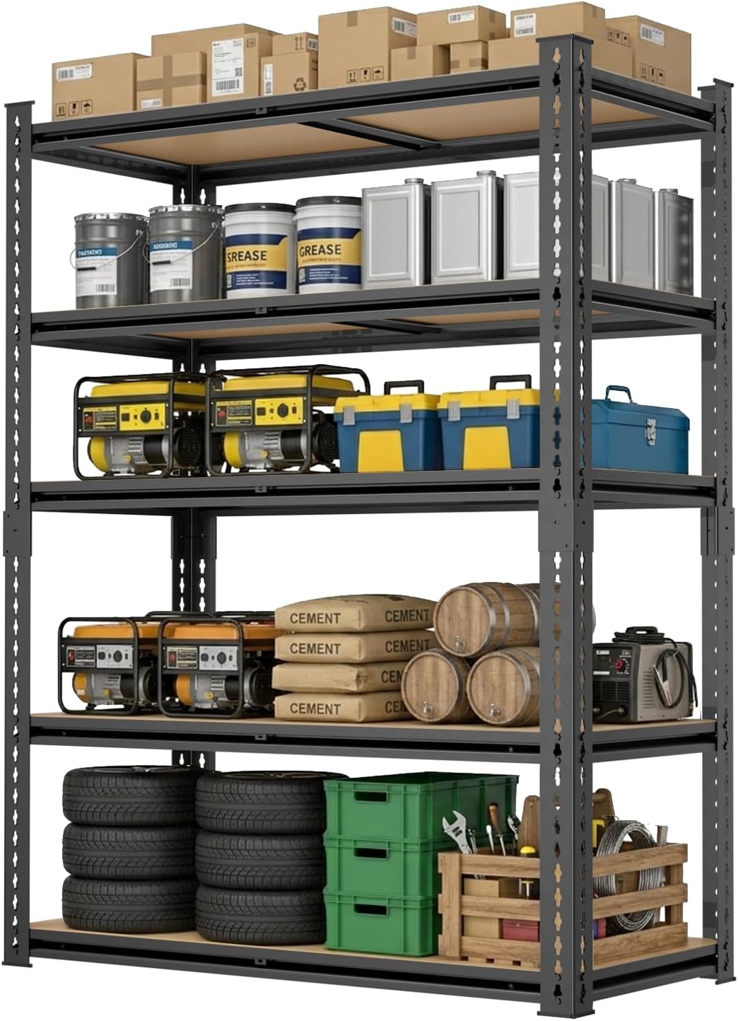 72" 5‑Tier Heavy‑Duty Metal Garage Storage Shelving Unit