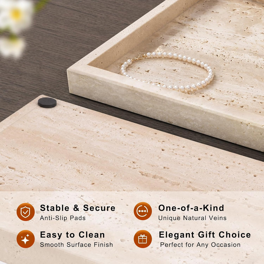 Beige Travertine Marble Vanity Countertop Tray