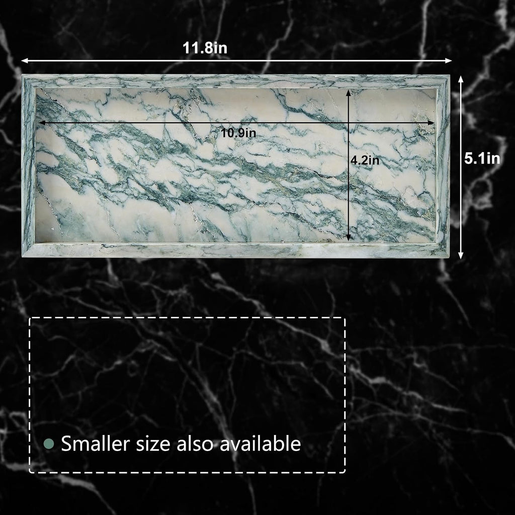 Natural Marble Vanity Tray Stone Bathroom Organizer