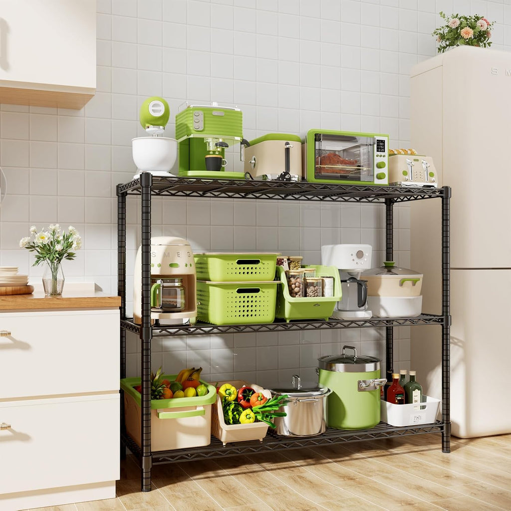 48" 3‑Tier Heavy‑Duty Wire Storage Shelving Unit 1200LBS