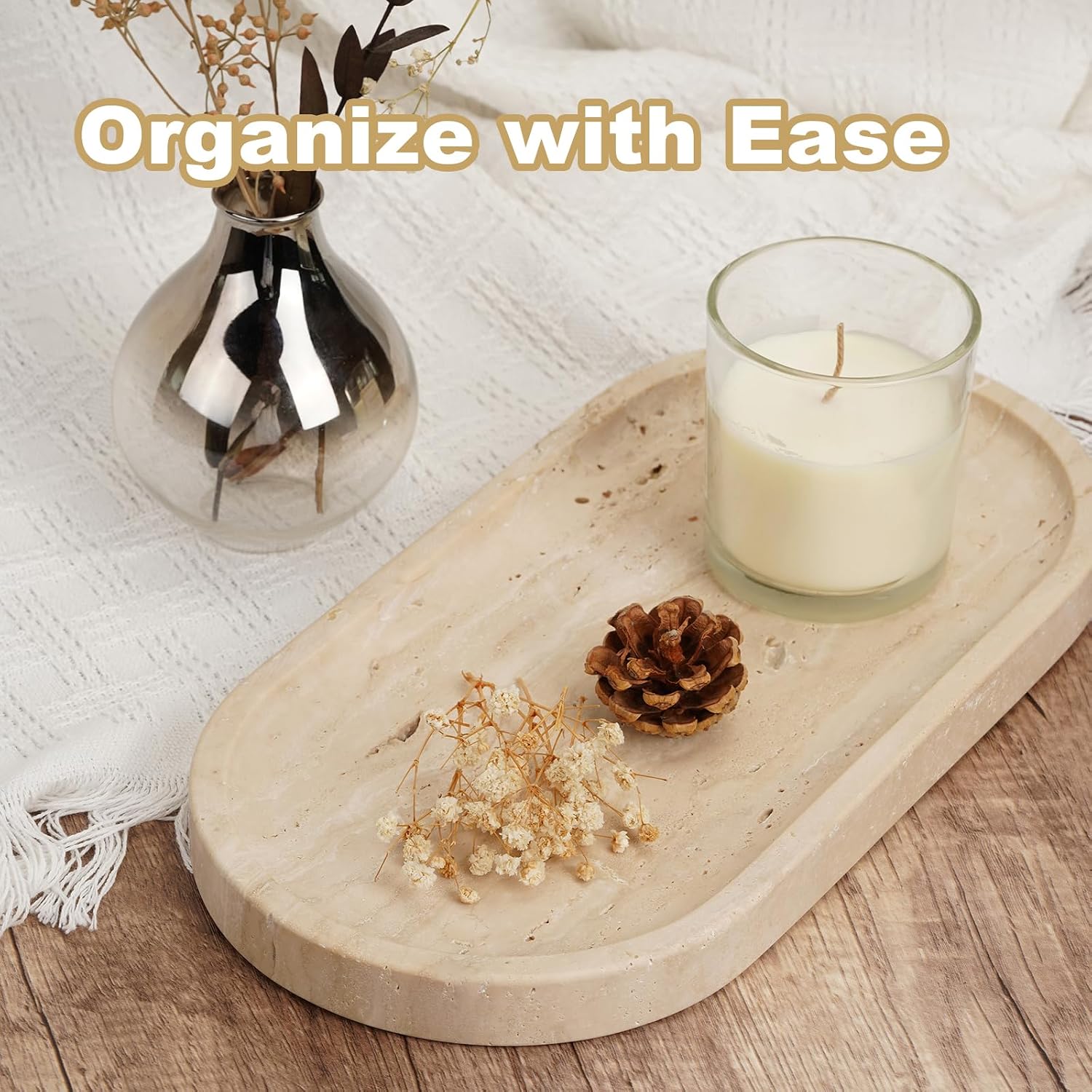 Travertine Marble Countertop Vanity Catchall Tray