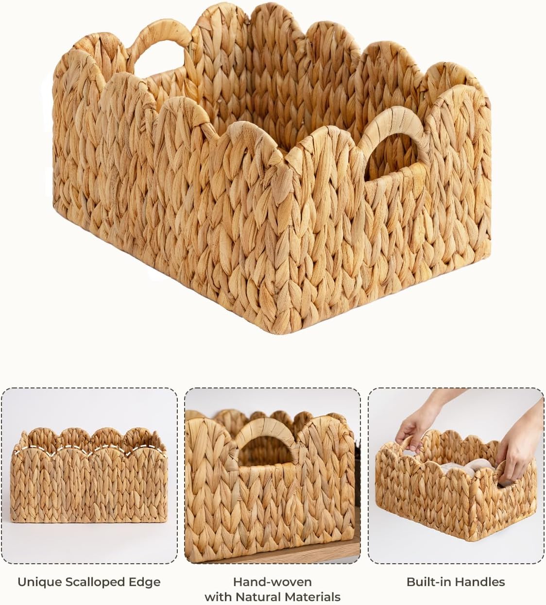 2‑Pack Scalloped Wicker Storage Baskets
