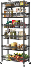 6‑Tier Rolling Adjustable Wire Storage Shelving Unit