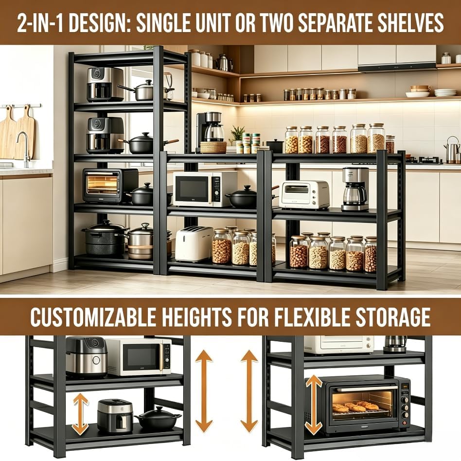 5‑Tier 2500LBS Heavy‑Duty Metal Storage Shelving Unit