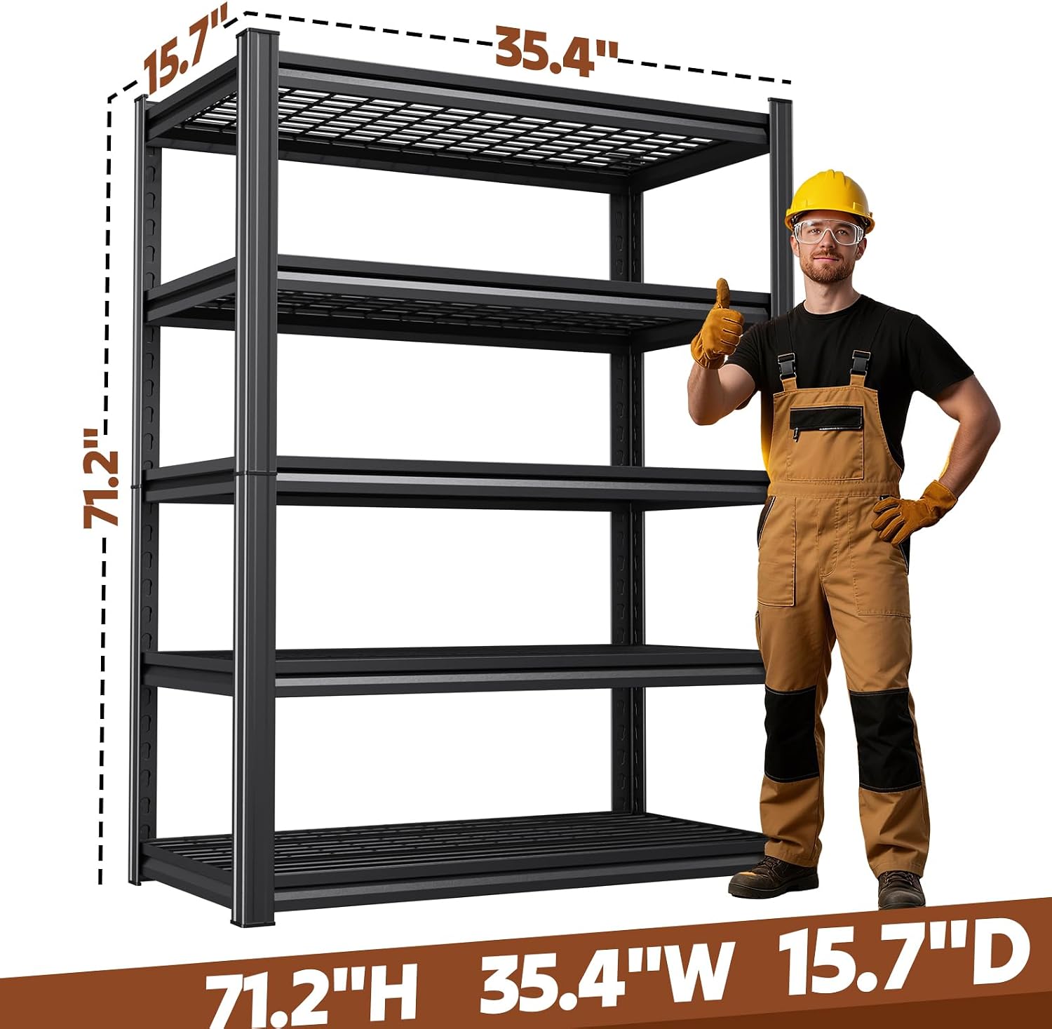 71.2" 5‑Tier Heavy‑Duty Metal Garage Storage Shelving Unit