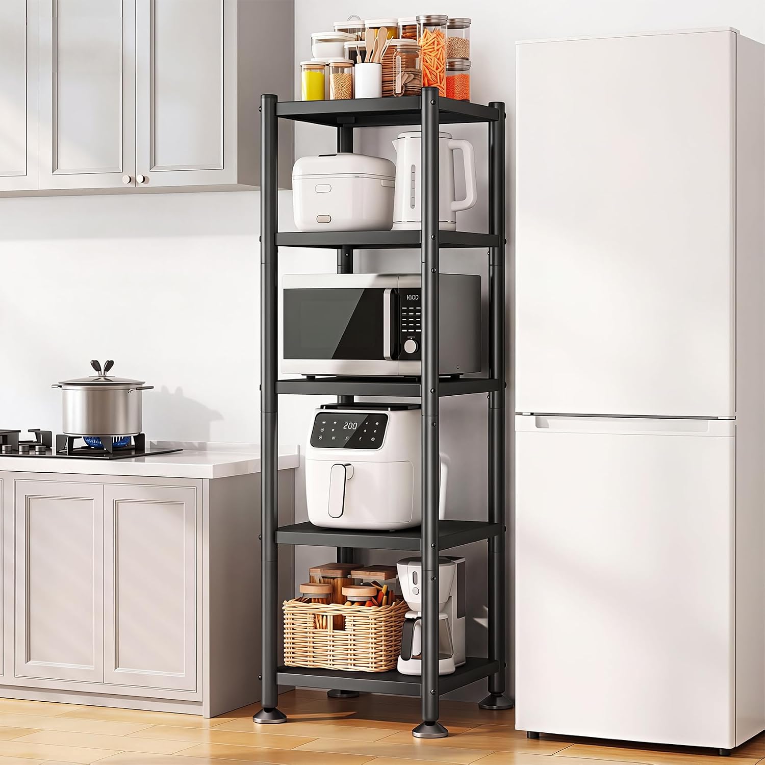 5‑Tier Rolling Metal Storage Shelving Unit