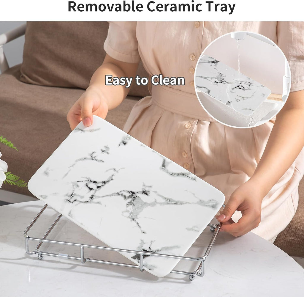 Marble‑Print Vanity Countertop Organizer