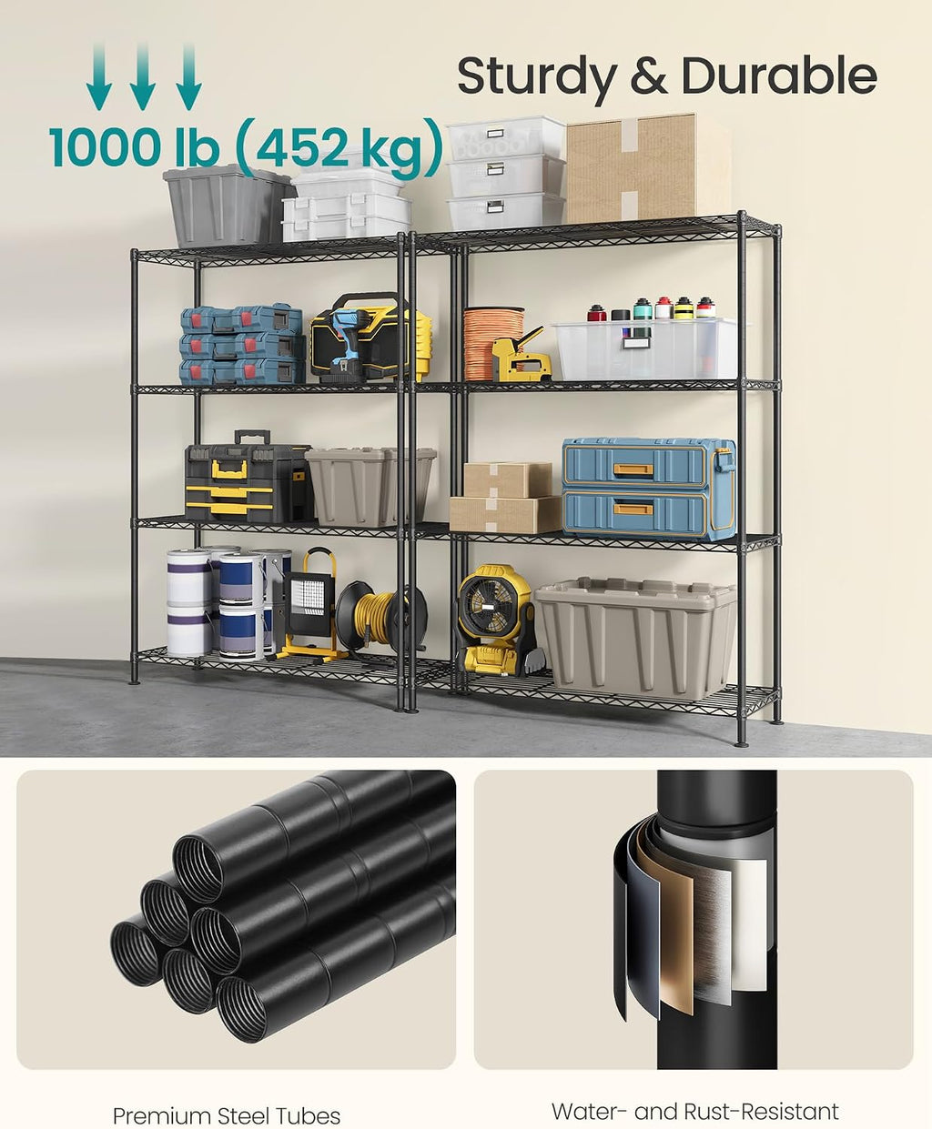 SONGMICS 4‑Tier Metal Wire Storage Shelving Unit