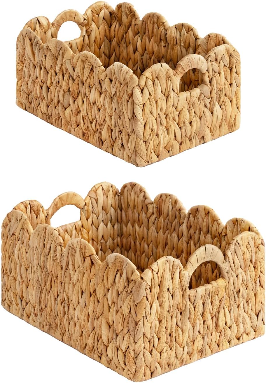 2‑Pack Scalloped Wicker Storage Baskets