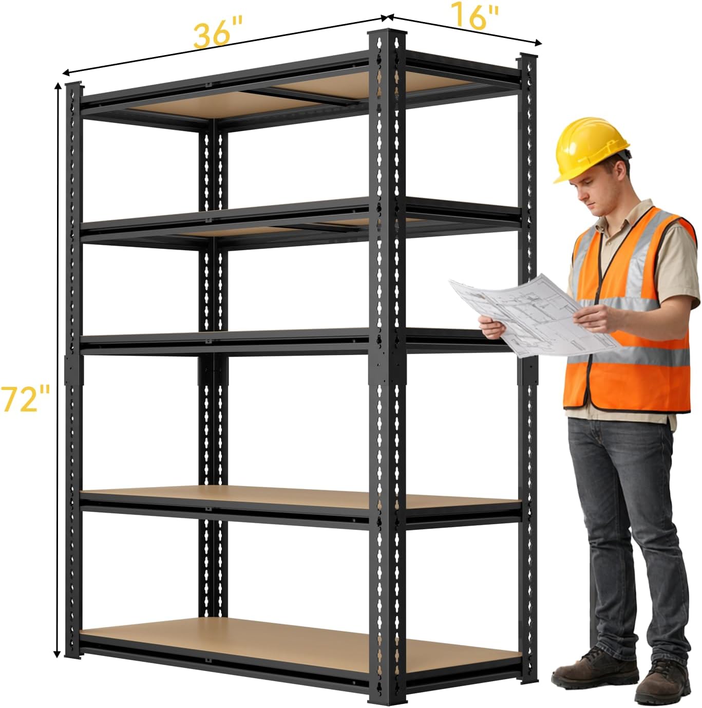 72" 5‑Tier Heavy‑Duty Metal Garage Storage Shelving Unit
