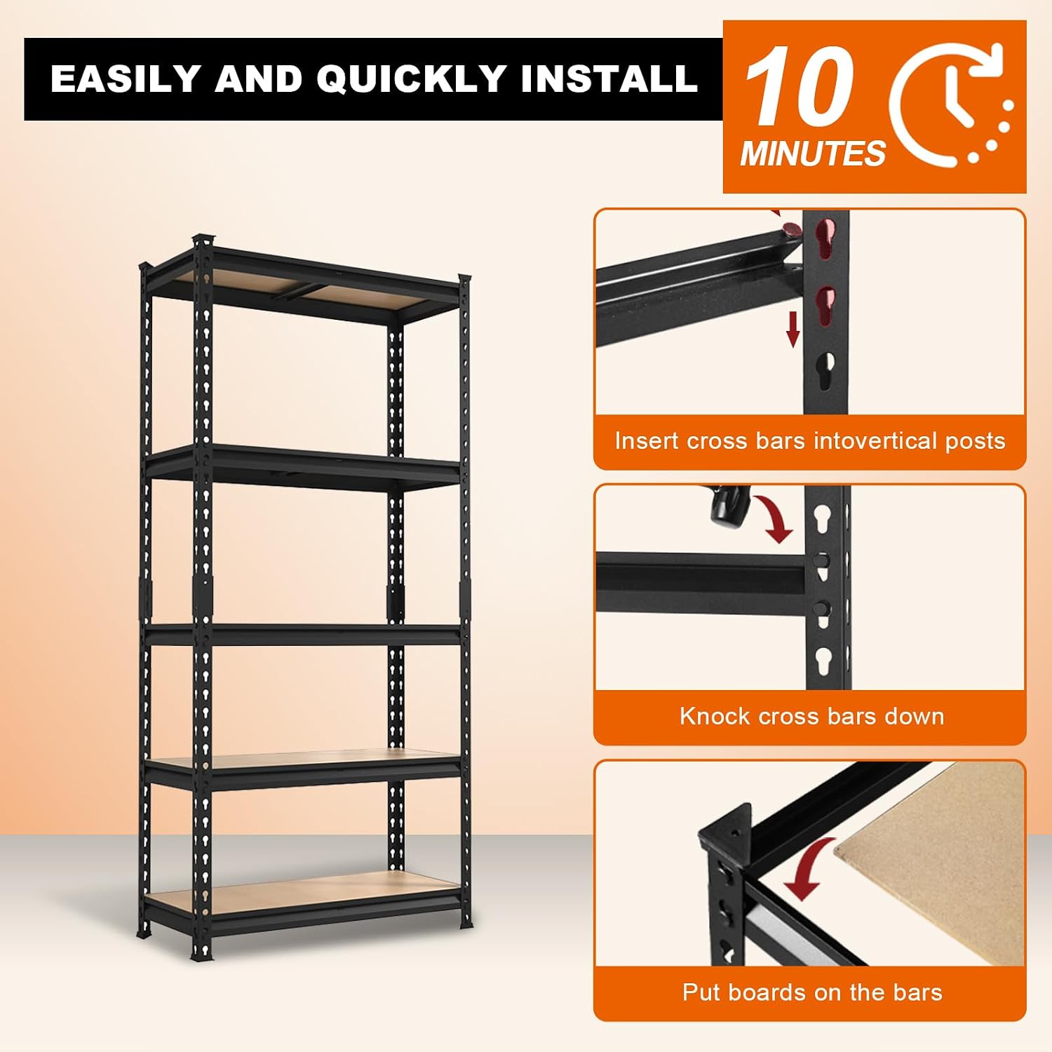 5‑Tier Metal Garage Shelving 2000LBS