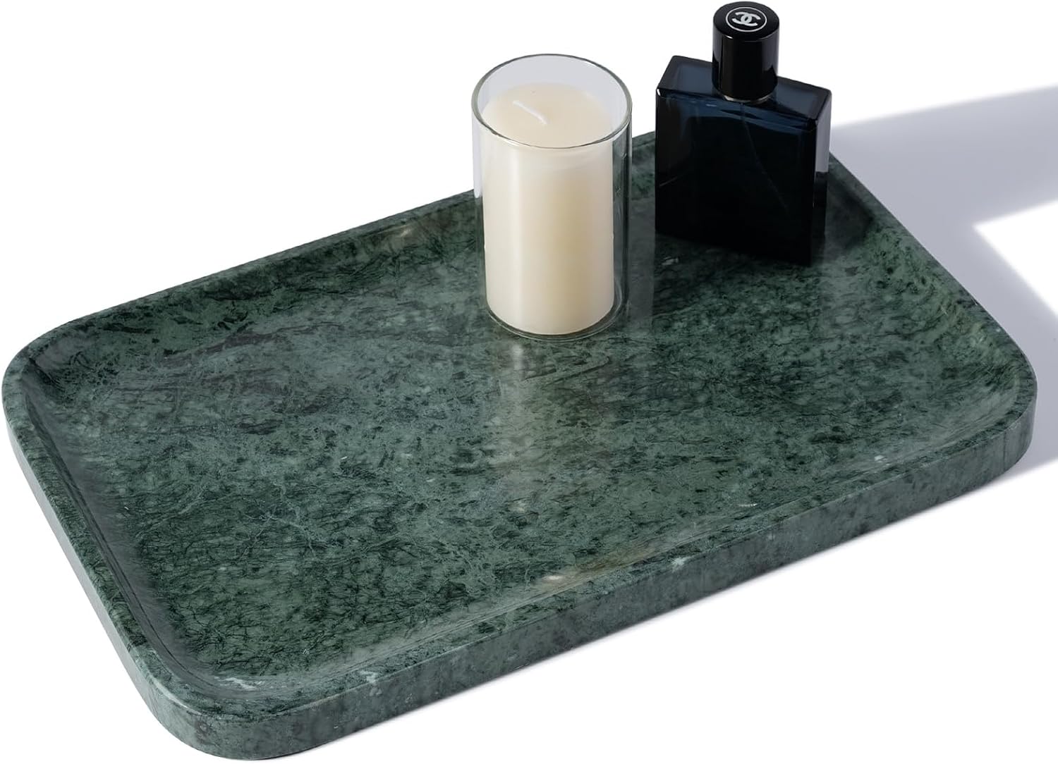 Green Marble Vanity Tray Countertop Organizer