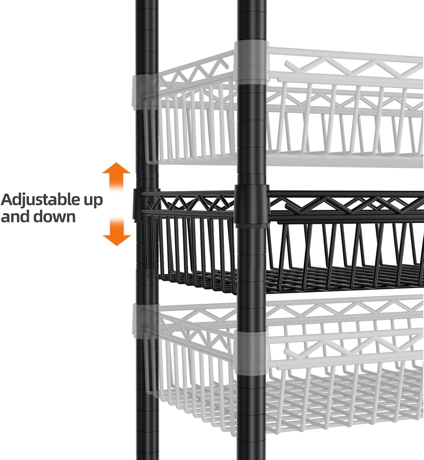 6‑Tier Rolling Adjustable Wire Storage Shelving Unit