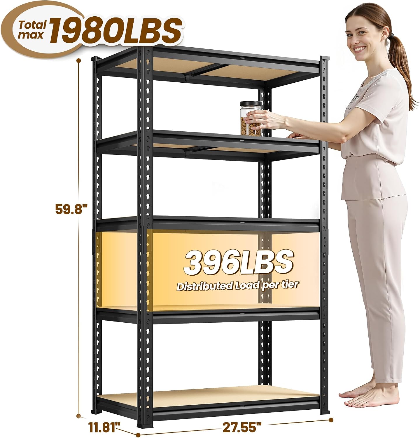 5‑Tier Heavy‑Duty Storage Shelving Unit