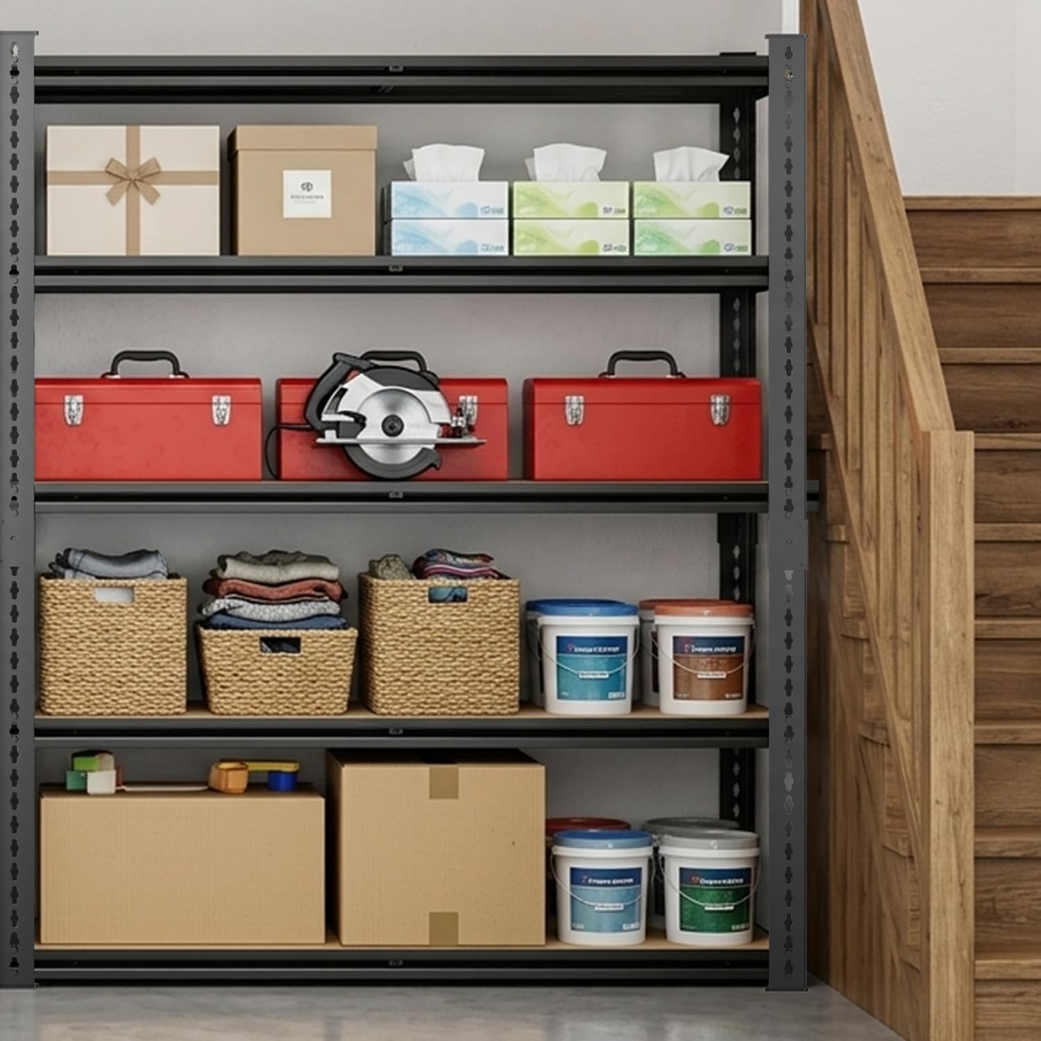 72" 5‑Tier Heavy‑Duty Metal Garage Storage Shelving Unit