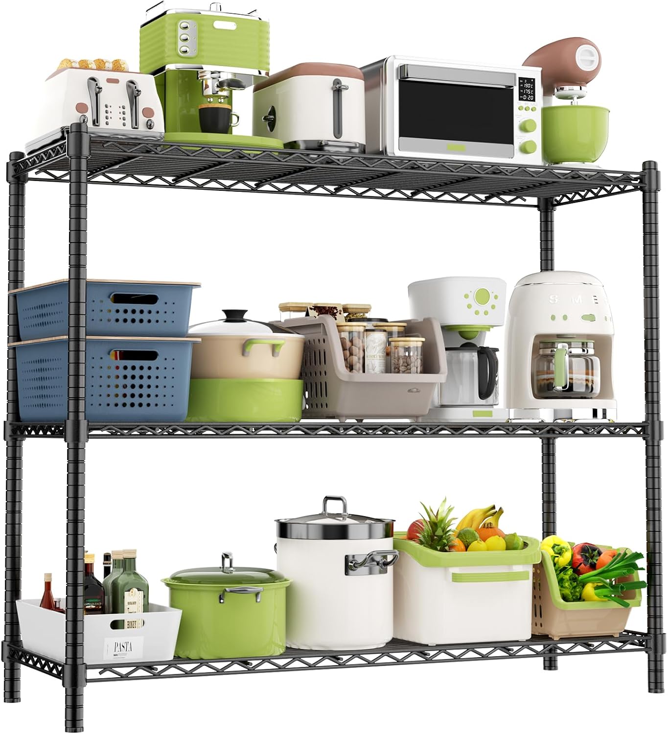 48" 3‑Tier Heavy‑Duty Wire Storage Shelving Unit 1200LBS