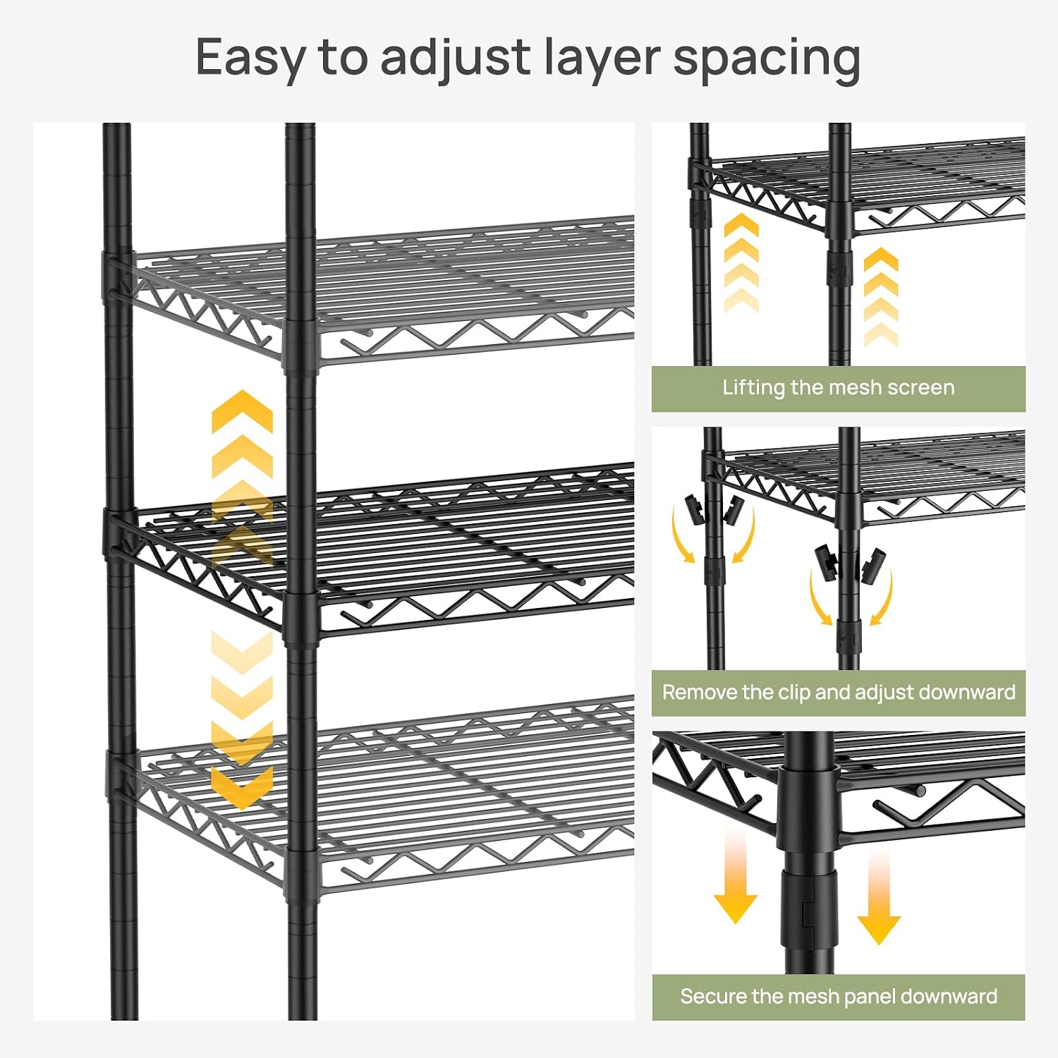 Black 6‑Tier Metal Wire Storage Shelving Unit