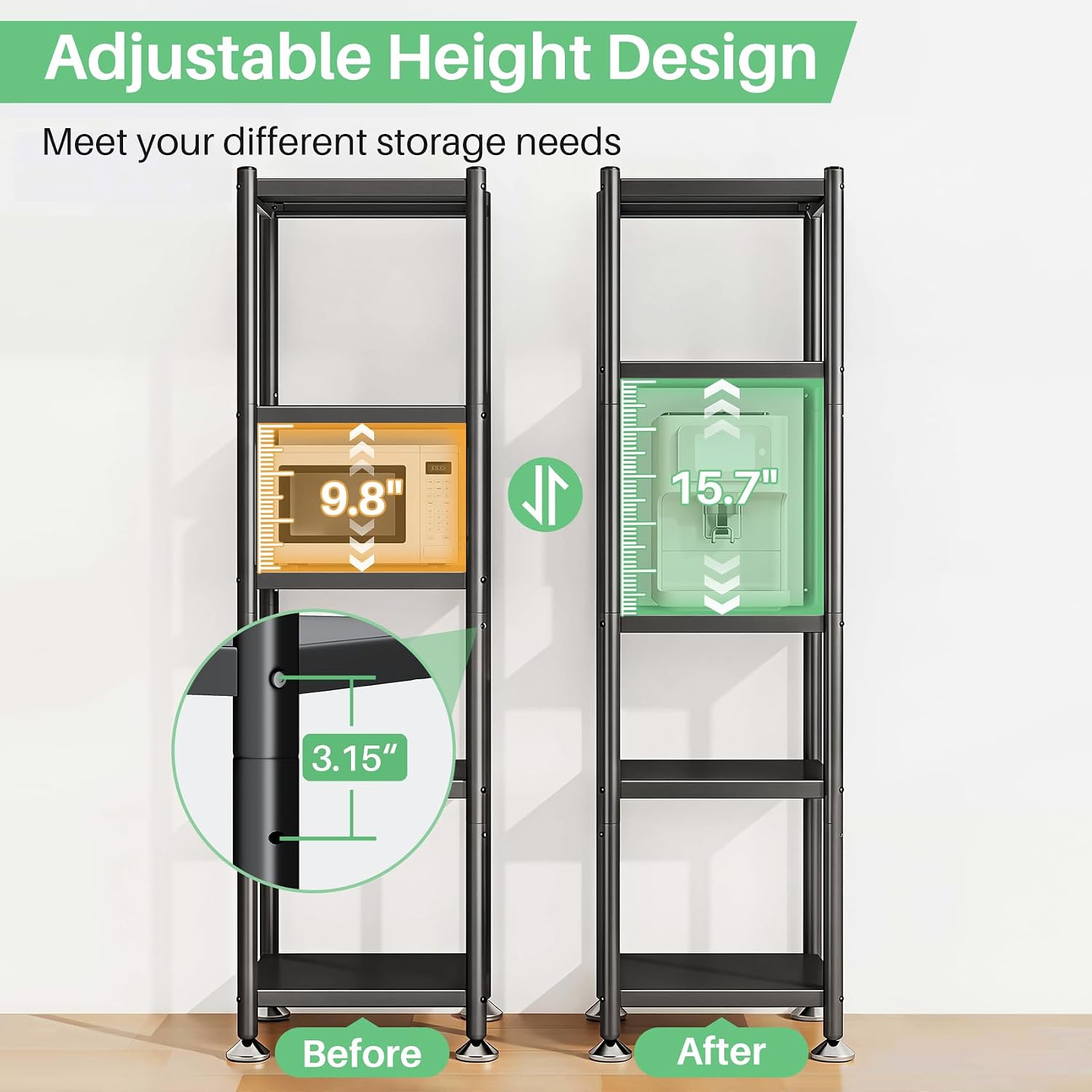5‑Tier Rolling Metal Storage Shelving Unit