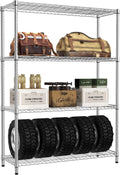 Silver 4‑Tier Metal Wire Storage Rack 1400LBS