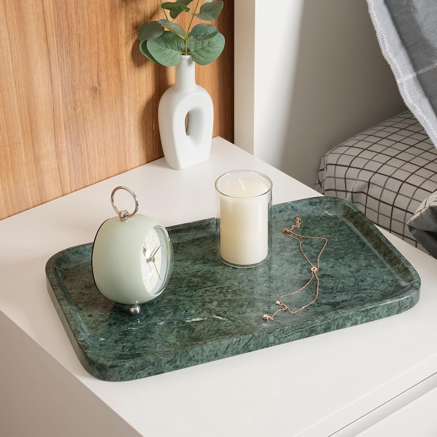 Green Marble Vanity Tray Countertop Organizer
