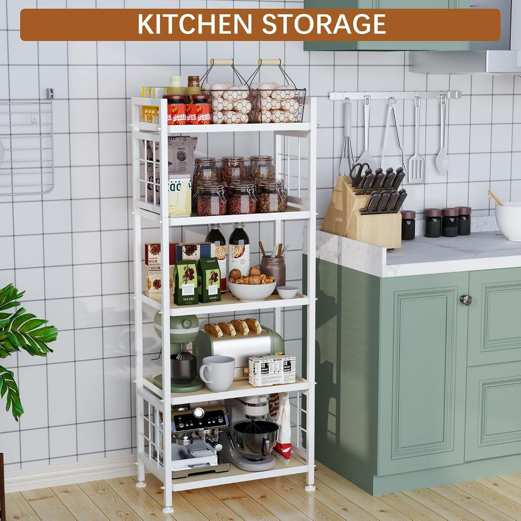 5‑Tier Wooden‑Board Storage Shelving Unit
