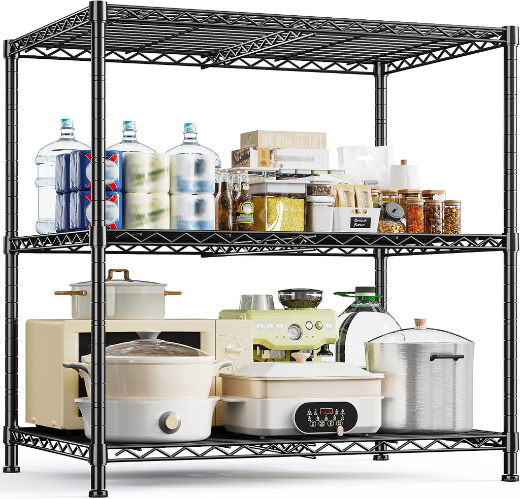 3‑Tier Adjustable Metal Wire Storage Rack