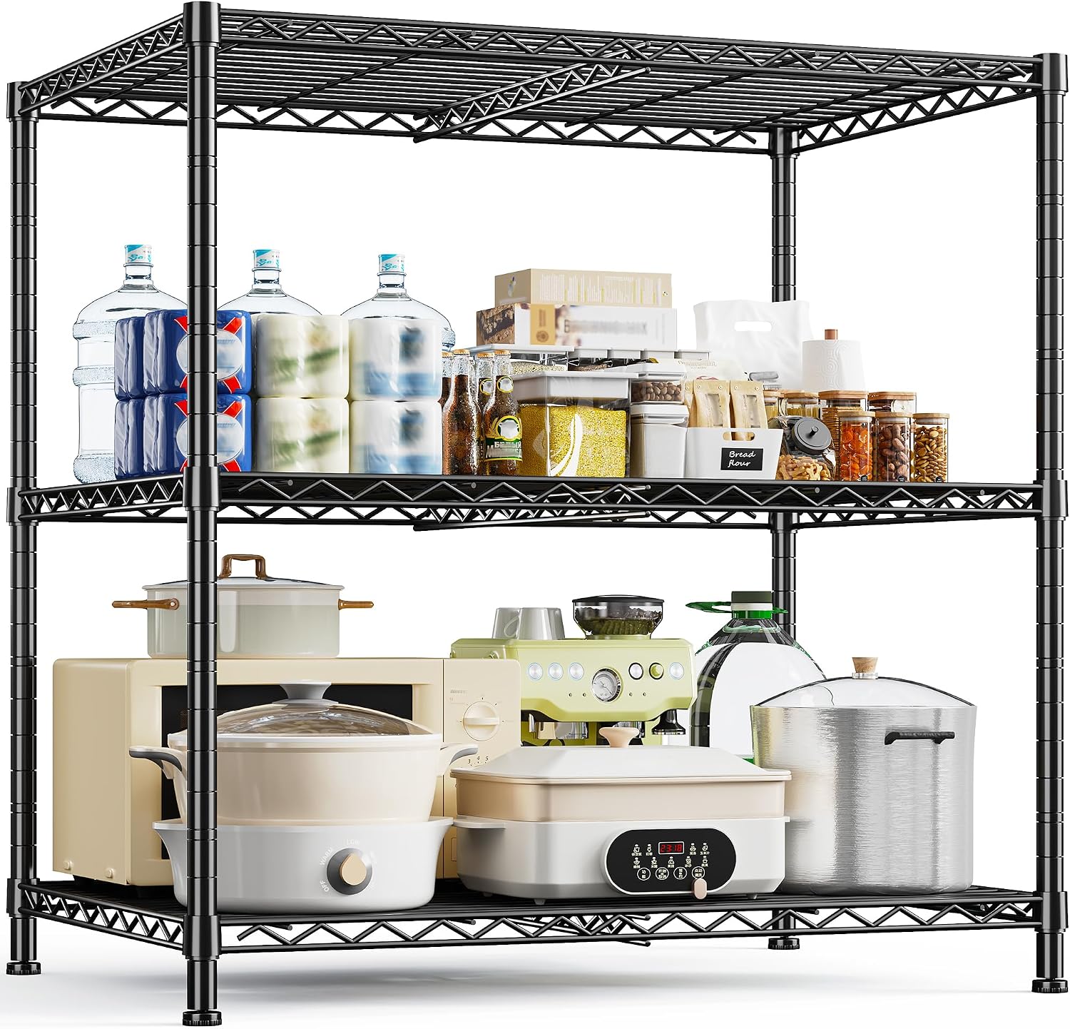 3‑Tier Adjustable Metal Wire Storage Rack