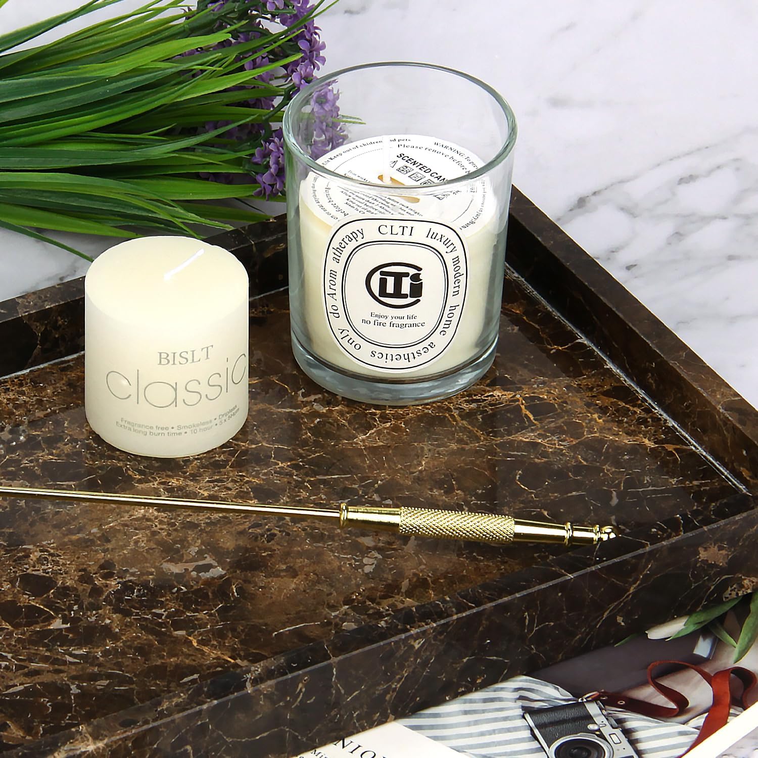 Dark Brown Natural Stone Marble Vanity Tray