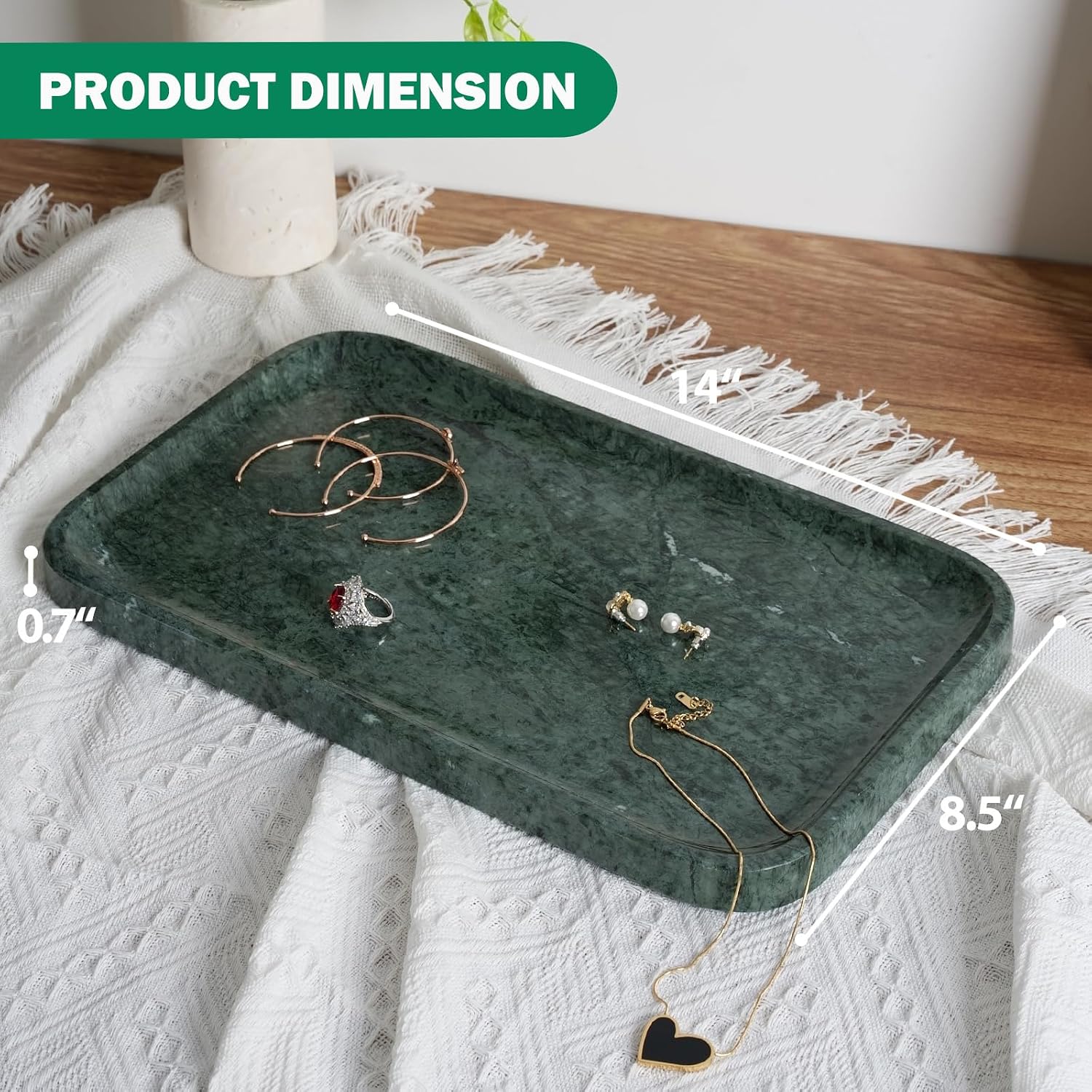 Green Marble Vanity Tray Countertop Organizer