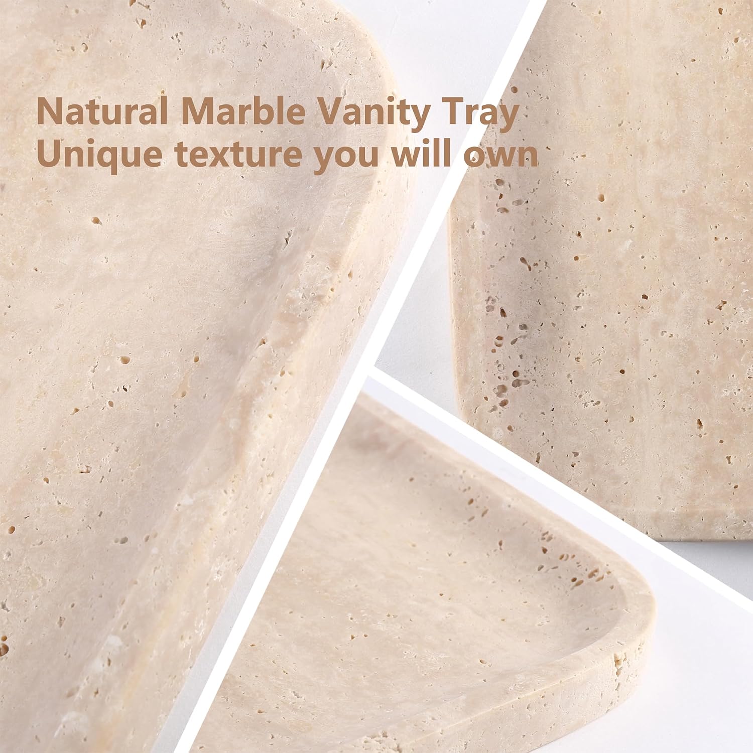 Beige Travertine Vanity Countertop Organizer Tray