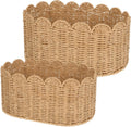 2‑Pack Scalloped Edge Rattan Storage Baskets