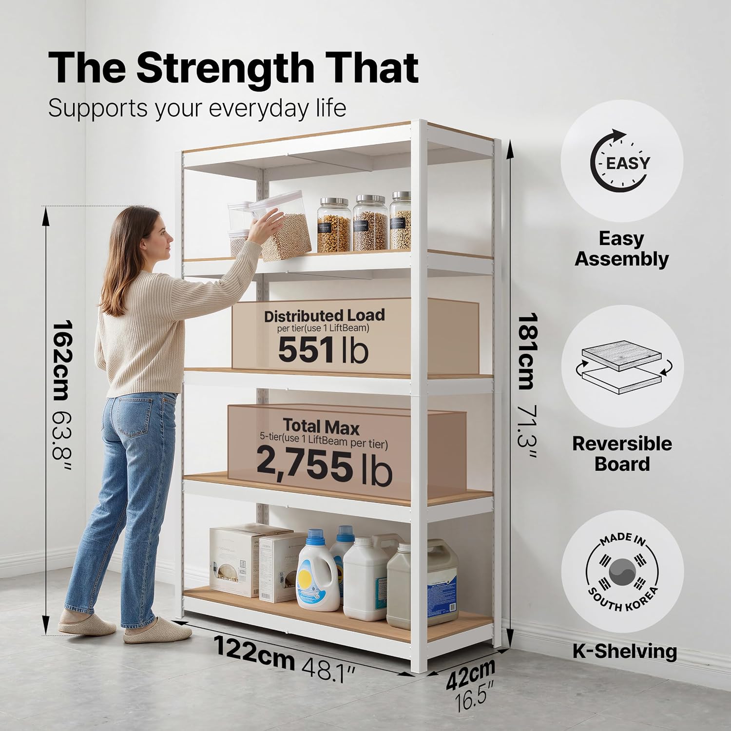 5‑Tier Boltless Metal Garage Storage Shelving Unit