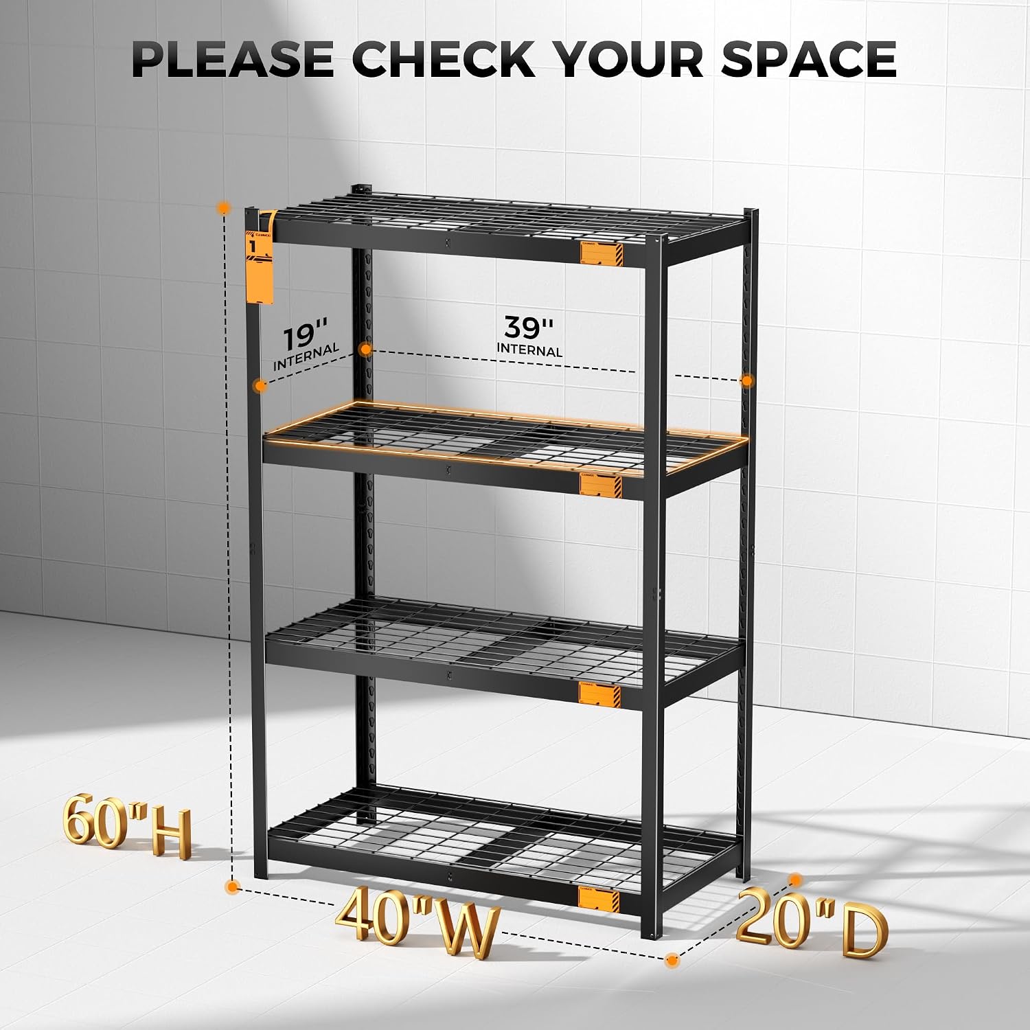 4‑Tier Wire Garage Shelving Unit 3200LBS