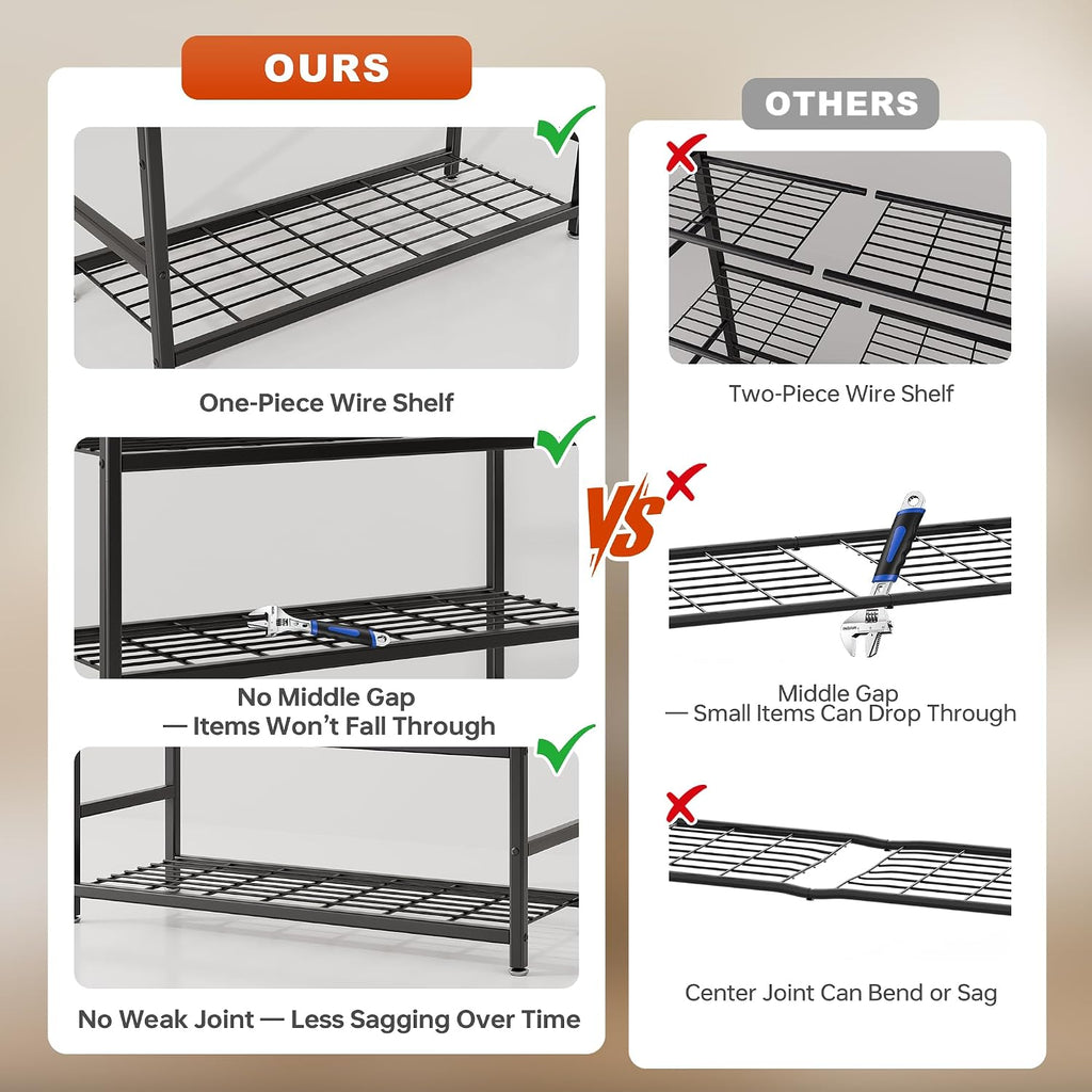 5‑Tier Metal Storage Shelving Unit With Leveling Feet