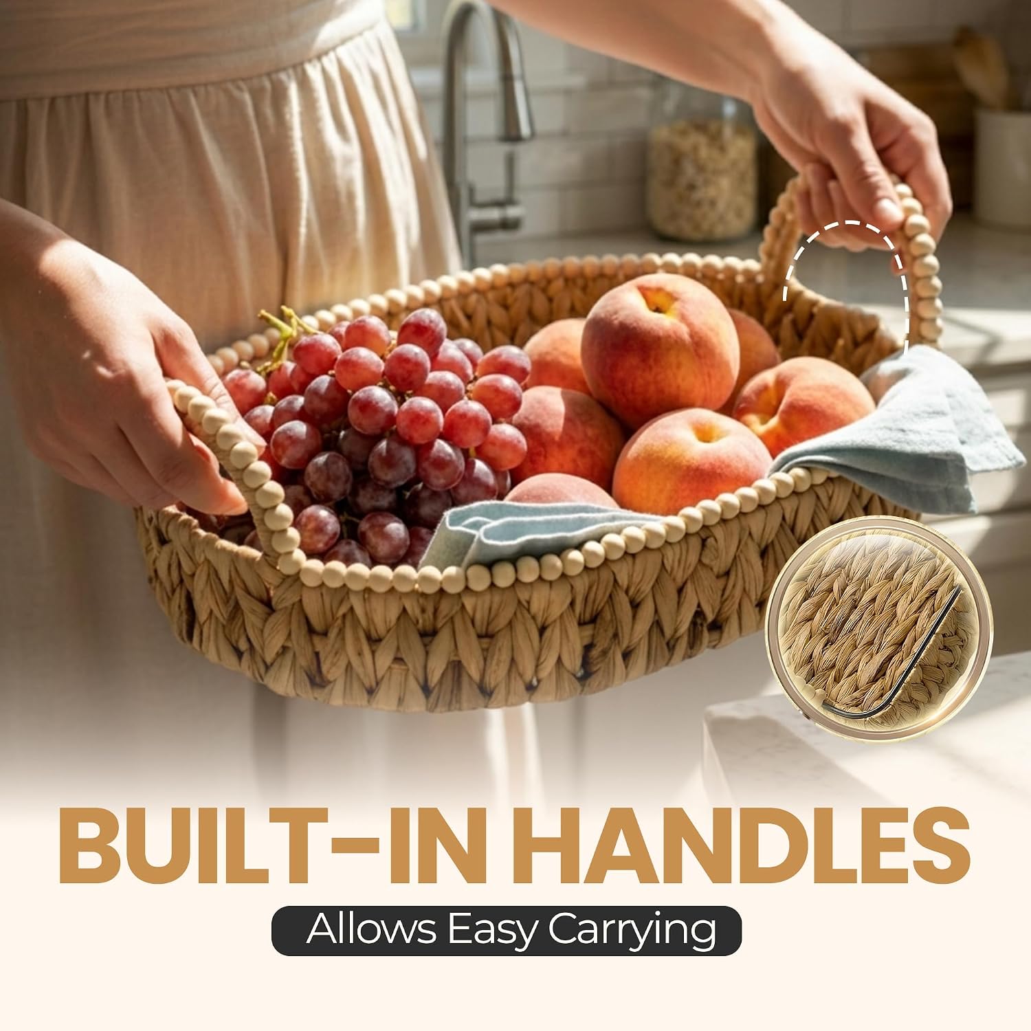 3‑Pack Handwoven Water Hyacinth Storage Baskets