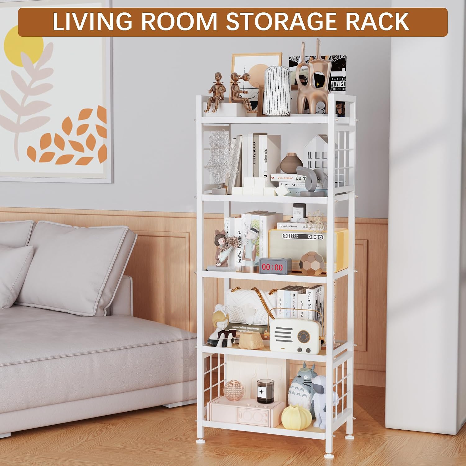 5‑Tier Wooden‑Board Storage Shelving Unit