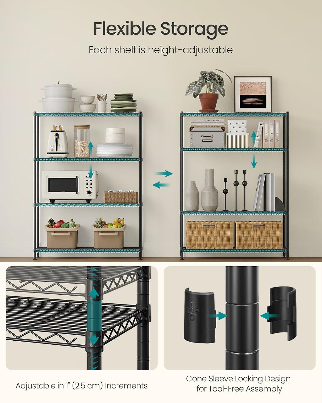SONGMICS 4‑Tier Metal Wire Storage Shelving Unit